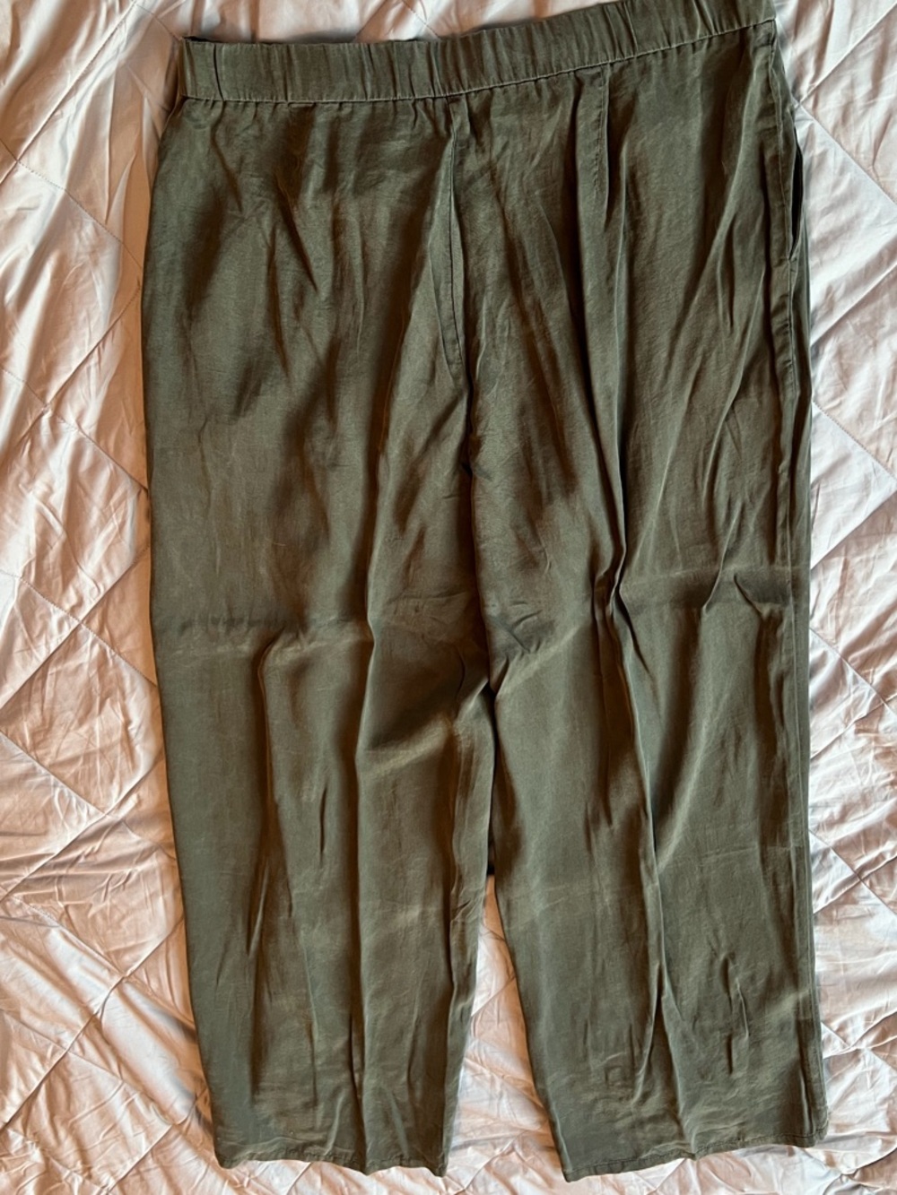 Eileen Fisher Women’s Olive Gray Tencel Blend Wide Leg Pants